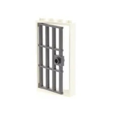 1x LEGO Door Frame 1x4x6 White Door Leaf Grid Pearl Dark Gray 60621 60596