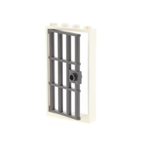 1x LEGO Door Frame 1x4x6 White Door Leaf Grid Pearl Dark Gray 60621 60596