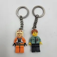 LOT OF 2 LEGO MINI FIGURE KEYCHAIN STAR WARS LUKE SKYWALKER CITY POLICEMAN
