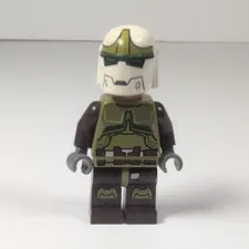 LEGO Minifigure Dark Brown & Olive Green Outfit w/ White Helmet & Armor Torso
