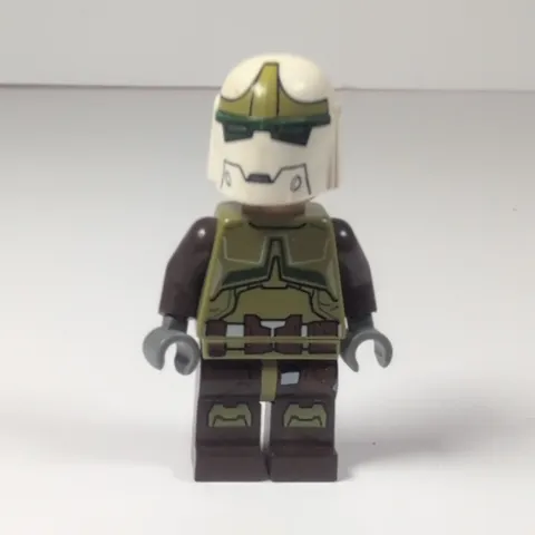 LEGO Minifigure Dark Brown & Olive Green Outfit w/ White Helmet & Armor Torso