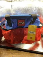 LEGO STORAGE Organizer Bag Pockets Red Blue Travel Tote Toy Bucket