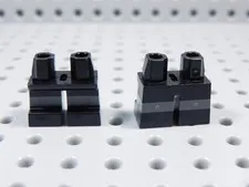 LEGO Lot of 2 Short Black Legs Pants Minifig Gray Stripe BT