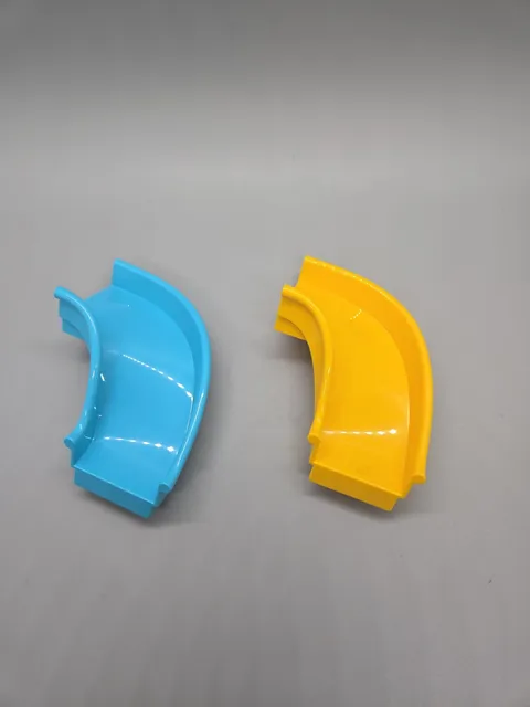 Lego Duplo Lot Of 2  Slide short curved Blue & Yellow