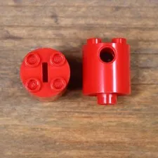 LEGO 30361 Red Brick Round 2 x 2 x 2 Robot Body, Axle Holder Qty 2