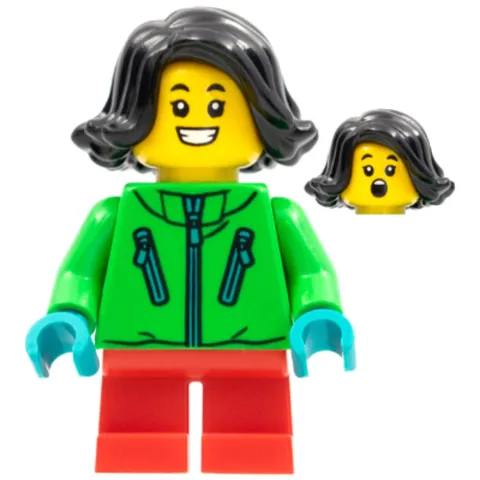 LEGO Holiday Minifigure Girl Bright Green Jacket hol275 New Seasonal