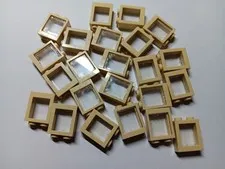 LEGO BULK LOT 23 TAN FLAT FRONT WINDOW FRAME GLASS PANES 1X2X2 #60592