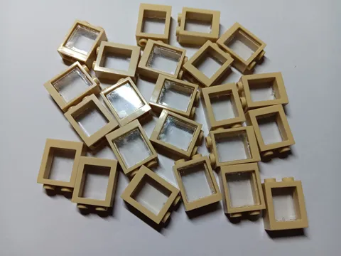 LEGO BULK LOT 23 TAN FLAT FRONT WINDOW FRAME GLASS PANES 1X2X2 #60592