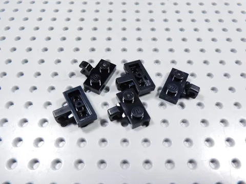 LEGO Lot of 5 Black 1x2 Plates w/ Locking Finger on Side BF