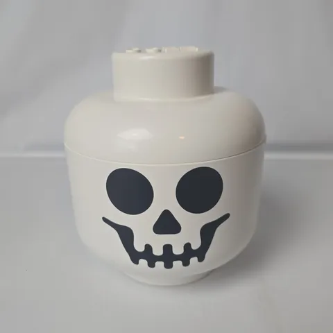 LEGO Storage Head Small Skeleton White Stackable Minifigure Skull Container