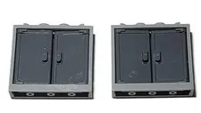 Lego Lot Of 2 Windows 60594 With Doors Light Bluish Gray with Dark Bluish Gray