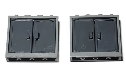 Lego Lot Of 2 Windows 60594 With Doors Light Bluish Gray with Dark Bluish Gray