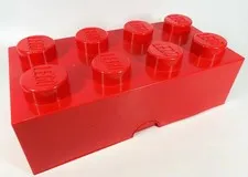 LEGO Official 19.5" X 9" Slide Top Red 4X2 Stackable Brick Piece Storage Bin Box