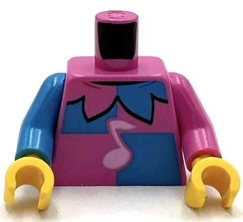 Lego New Minifig Dark Pink Torso Jester Costume w/ Collar Dark Azure Panels Part