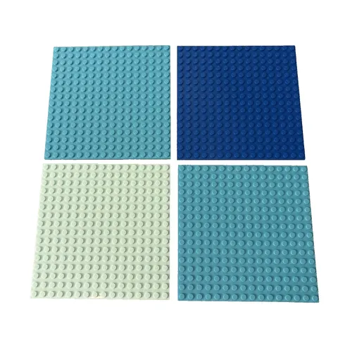 Lego 16x16 (5"x5") Studded Rigid Building Plates Boards Blue, Lot of 4