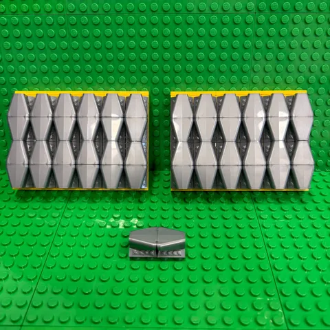 Lego Decorative Wall (FLAT SILVER) w/ 50943 and Yellow Lego Backing (7 x 12) 2Ea