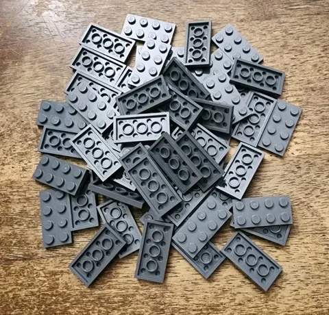LEGO Dark Bluish Gray Plate 2 X 4 QTY 50 Part No. 3020. New