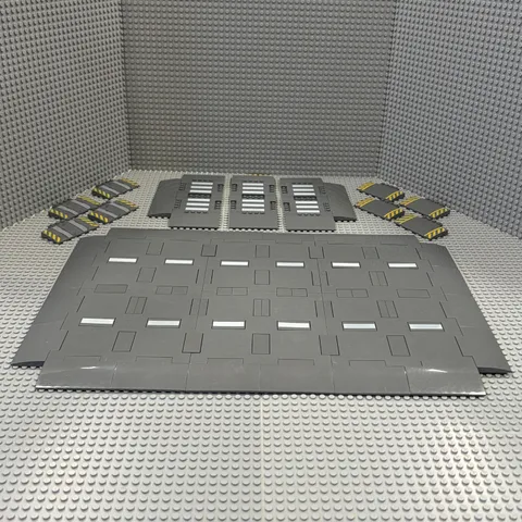 Lego Dark Bluish Gray Brick Modified 16 x 16 (69958) + Slopes + Tiles : MORE !!