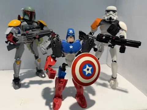 LEGO Buildable Figure Lot of 3: Captain America, Boba Fett & Stormtrooper