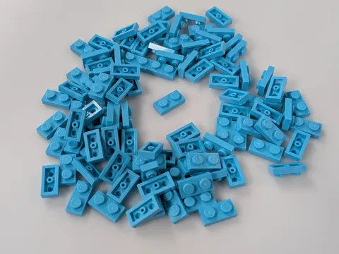 Lego x100 New Medium Azure Plate 1 x 2 # 3023 Bulk Lot MOC