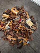 9.5 oz Mixed Lot of Lego Bricks & Pieces Brown Shades Of Brown/Gray/Tan