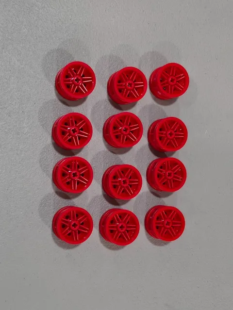 Lego Qty 12 - Red - 56145 Wheel 30.4mm D. x 20mm with No Pin Holes and Reinforce