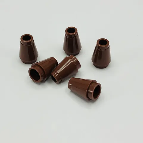 4589b LEGO Parts Cone Round 1x1 w/ Top Groove REDDISH BROWN (6)