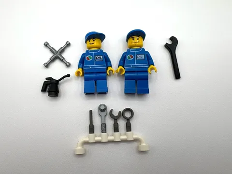 LEGO Car Mechanic workers minifig lot tools accessories city town Blue