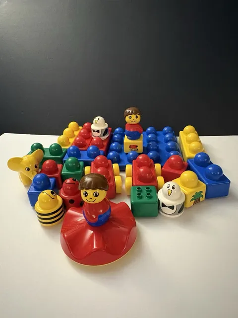 Duplo Lego Primo Vintage Blocks Cars Elephant People Chicks Bee Ladybug Blocks