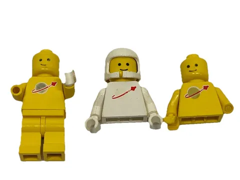 Mini Figures Lot of 3 Lego Yellow White Spaceman Classic Spacemen Parts Lot