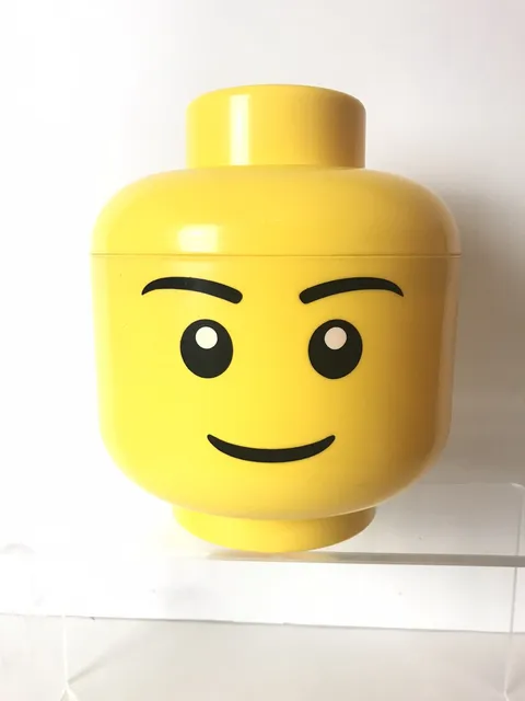 LEGO Yellow Head Storage Container - Boy, Happy Face 6” Diameter