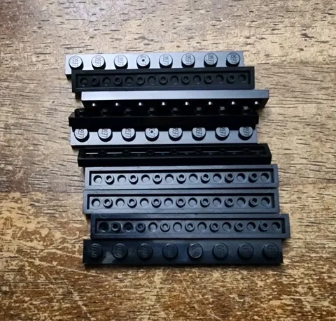LEGO Black Plate 1 X 8 QTY 10. Part No. 3460.