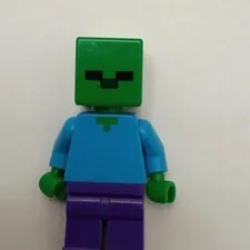 LEGO Minecraft Zombie Minifigure w/ Green Head, Blue Torso & Purple Legs