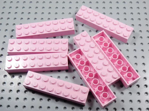 LEGO Lot of 8 Pink 2x8 Bricks BN