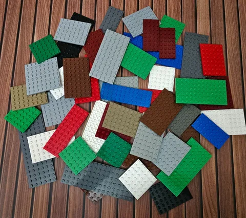 Lot of 50 Lego Medium & Small Plates Various Sizes and Colors