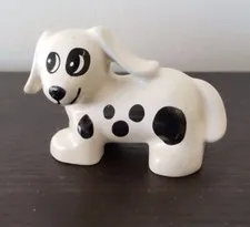  1990'S  Lego Duplo Dog Figure White Spotted   for toddler 
