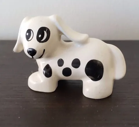  1990'S  Lego Duplo Dog Figure White Spotted   for toddler 
