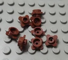 LEGO New Lot of 8 Reddish Brown 1x1 Plates with Flower Edge Nature Plants