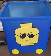 LEGO Wheeled Storage Blue Bin Tub Stacking Lid Organizer 21.5qt Basket