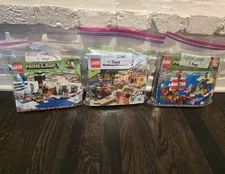 LEGO Minecraft Lot 21160 IllagerRaid+21142 Polar Igloo+21152 PirateShip Complete