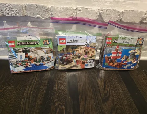 LEGO Minecraft Lot 21160 IllagerRaid+21142 Polar Igloo+21152 PirateShip Complete