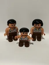 Lego Duplo 3 Cave Family Figures Caveman Prehistoric Dad Mom Boy