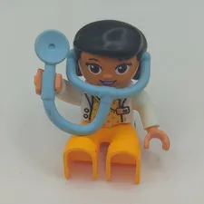 LEGO DUPLO Doctor Minifigure with Stethoscope, White Coat, Orange Pants