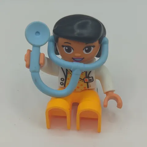 LEGO DUPLO Doctor Minifigure with Stethoscope, White Coat, Orange Pants