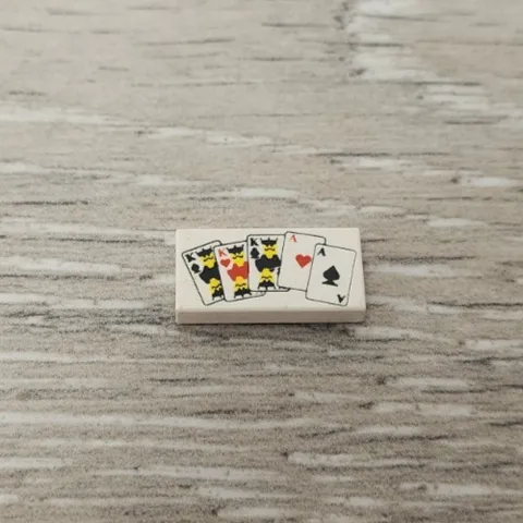 Lego 3069px6 White Tile 1 x 2 with Playing Cards Full House Pattern Piece Part