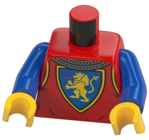 Lego NEW Castle LION KNIGHT MINIFIG Red Torso Chain Surcoat Blue Shield D371