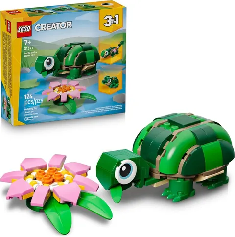 LEGO Creator 3 in 1 Turtle with a Water Lily Flower Building Toy 124 pcs (31377)