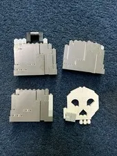 VTG LEGO PIECES Dark Bluish Gray Mountain Wall Parts 4x10x6 rock panel w Skull