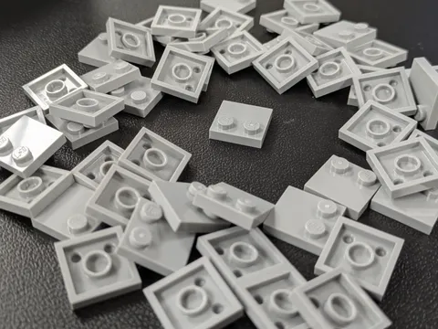 Lego 50x New Light Bluish Gray Tile, Modified 2 x 2 with Studs on Edge # 33909