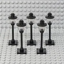 Lot of 5 Lego Street Light Pole Lamp Trans-Clear Globe Square Base City Town